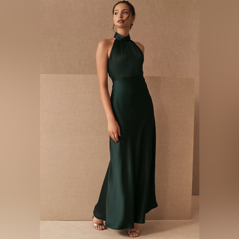 BHLDN Esme High Neck Satin Dress